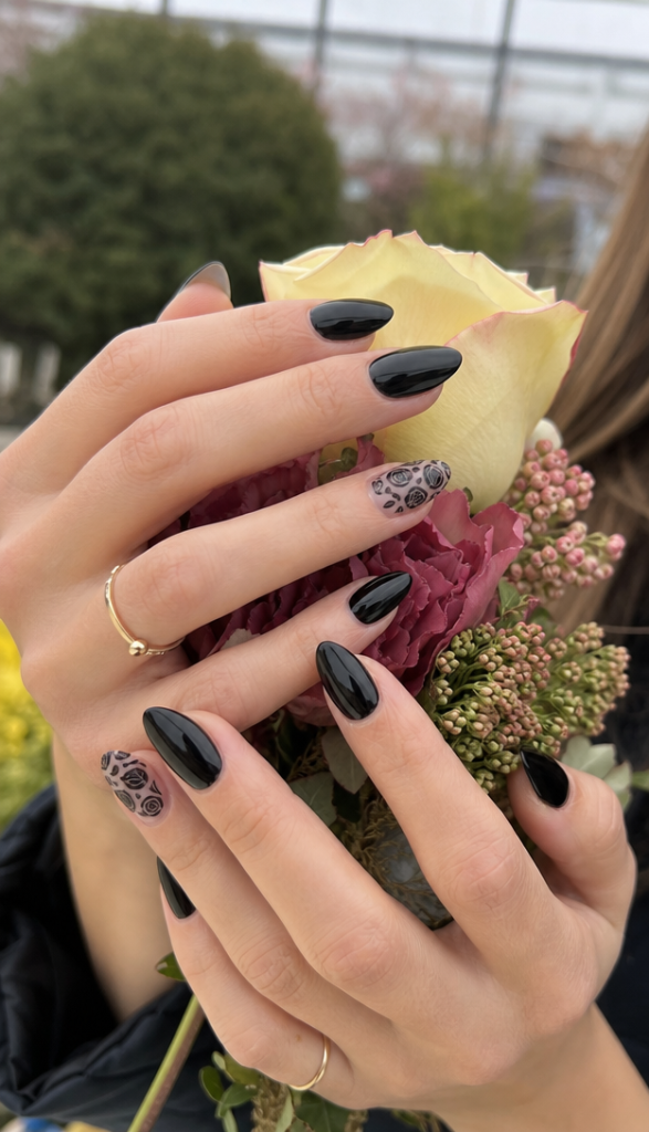 black birthday nails