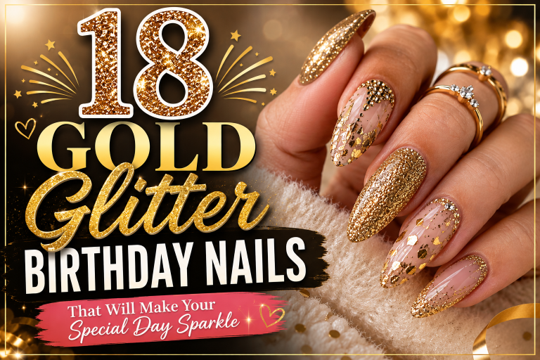 18 Gold Glitter Birthday Nails That Will Make Your Special Day Sparkle