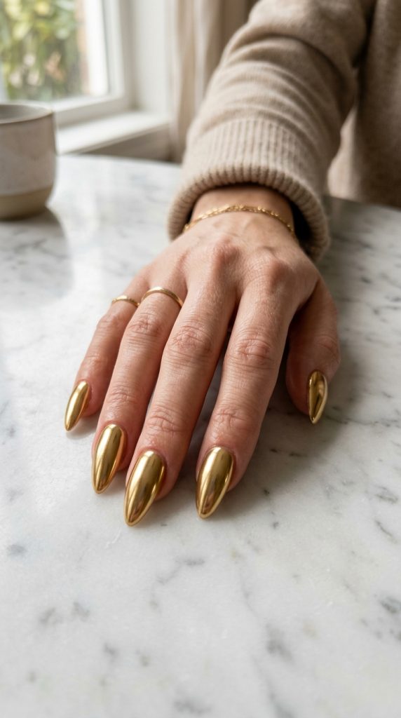 Gold birthday nails