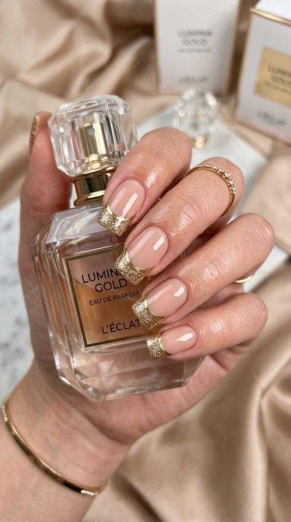 Gold Glitter Birthday Nails